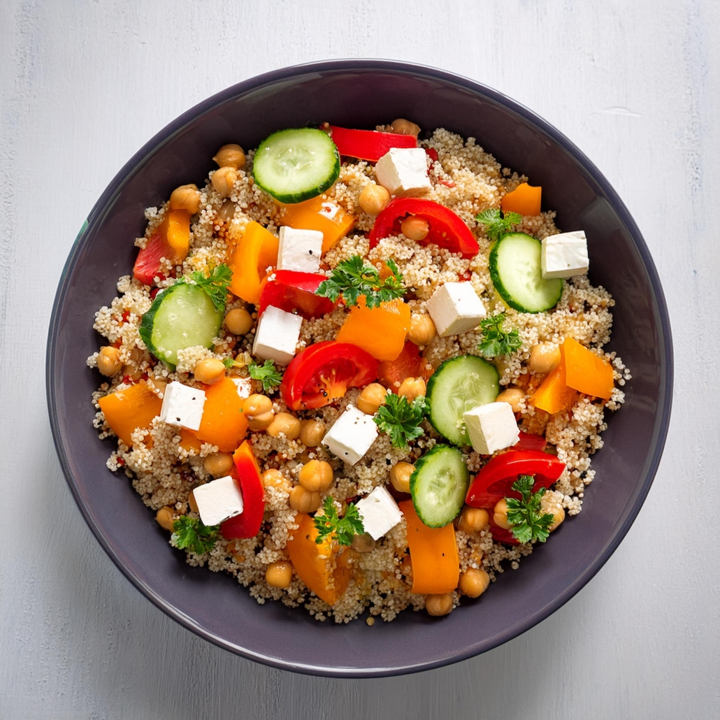 Salade met quinoa en kikkererwten